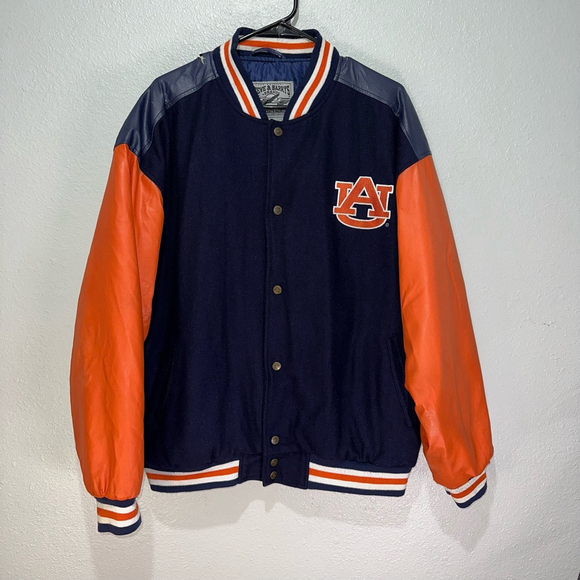 Steve & Barry's Men’s Auburn Tigers Letterman Jacket Large Navy Orange Poor VTG - Picture 1 of 16